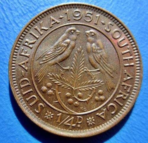 ## UNC 1951 South Africa 1/4 Penny/Farthing - Coin A ##