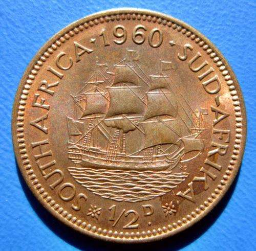 ## UNC 1960 South Africa 1/2 Penny - Coin A ##