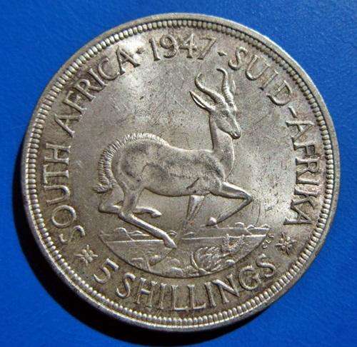 ## 1947 South Africa Silver 5 Shillings/Crown - Coin A ##
