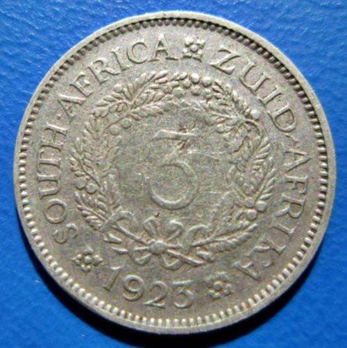 ## 1923 South Africa Silver 3D/Tickey ##