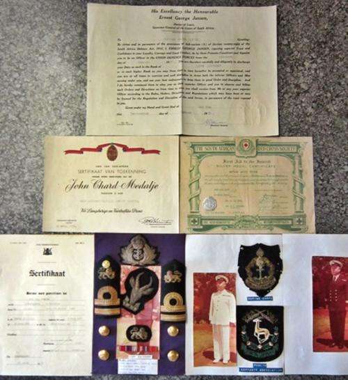 ## S.A. Navy Badges; photo's and Certificated Awarded to Lieutenant Nelville Arthur Vorster ##