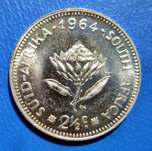 ## Beautiful 1961 South Africa Silver 2 1/2 Cent ##