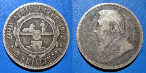 ## 1896 ZAR/South Africa Silver 2 Shillings ##