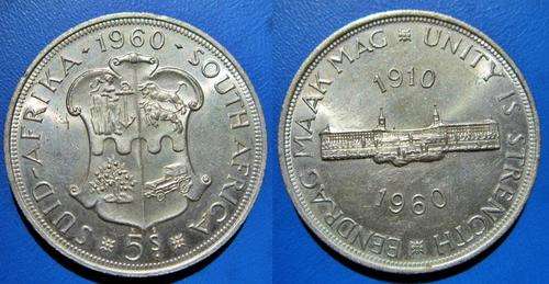## 1960 South Africa Silver 5 Shillings/Crown ##