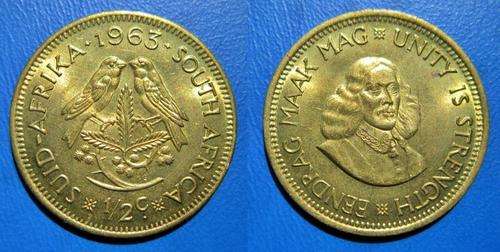 ## 1963 South Africa 1/2 Cent ##
