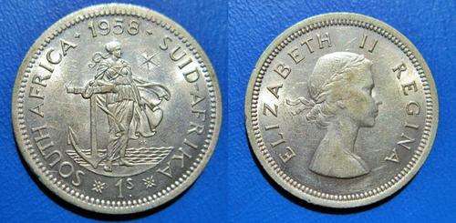 ## 1958 South Africa Silver 1 Shilling ##