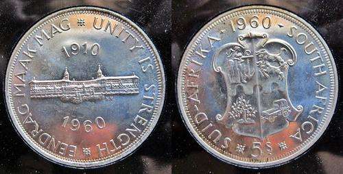 ## Proof Like 1960 South Africa 5 Shillings/Crown ##
