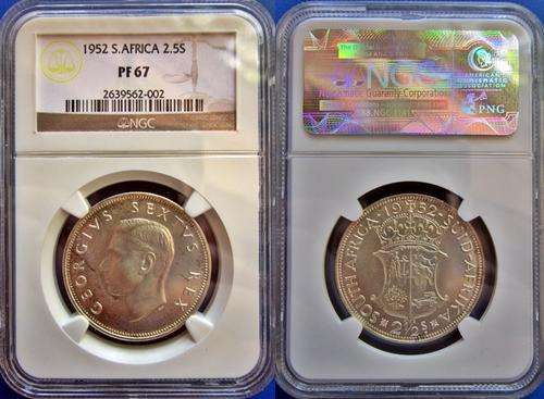 ## NGC Graded 1952 South Africa 2.5 S PF 67 Finest Known ##