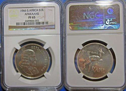 ## NGC Graded 1966 South Africa S1R Afrikaans PF 65 ##