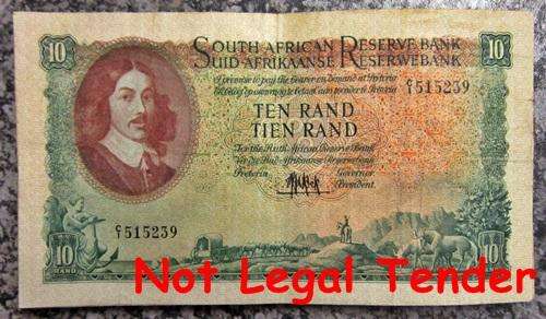 ## Collection of  F-XF M.H. de Kock R10 Notes ** Bid per Note for the LOT##