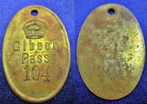 ## Native Pass of German South West Africa Gibeon ** BZ District Issue 104 (June 1905) ##