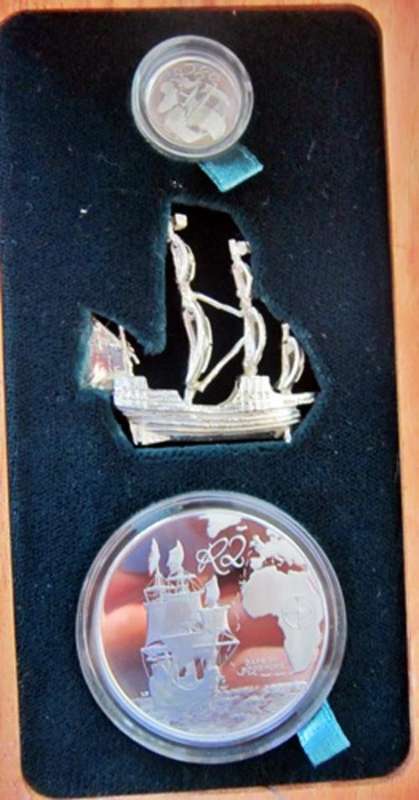 ## 2009 South Africa Tickey & Crown Combination Set ** Maritime History With COA ##