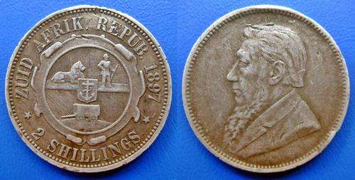 ## 1897 ZAR/South Africa Silver 2 Shillings ##