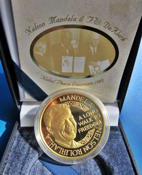 ## Nelson Mandela & F.W. de Klerk Nobel Peace Laureate 1993 Mint of Norway 1Oz Gold with COA ##
