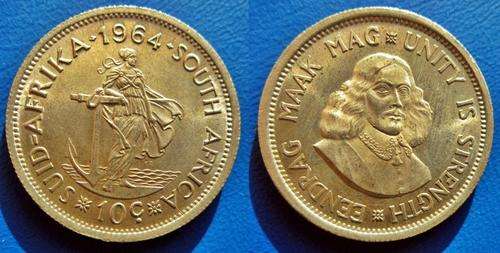 ## UNC 1964 South Africa Silver 10 Cent ##