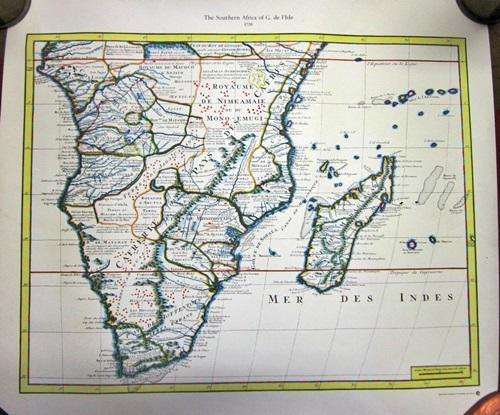 ## Reprint ** Map of The Southern Africa of G. de I'Isle1720 (+/- 66cm x 58cm) ##