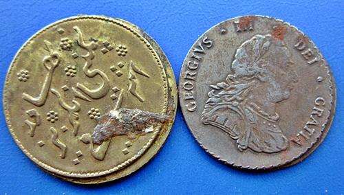 ## Error - 2 x Off Centre Struck Van Riebeeck Replica Tokens ##