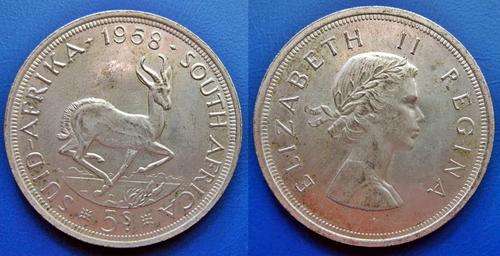 ## Beautiful 1958 South Africa SIlver 5 Shillings ##