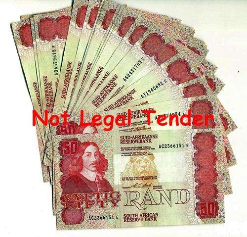 ## Collection of 25 x G.P.C. de Kock & C.L. Stals R50 Notes ## Bid per Note