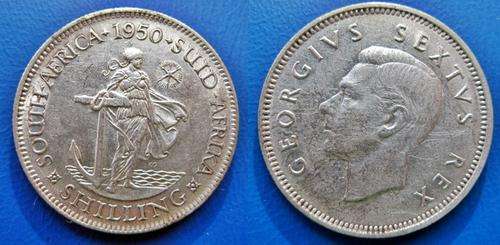 ## 1950 South Africa Silver 1 Shilling ##