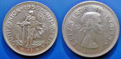 ## Beautiful 1953 South Africa Silver 1 Shilling ##