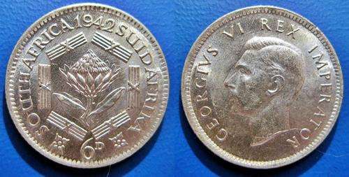 ## Beautiful 1942 South Africa Silver 6D ##