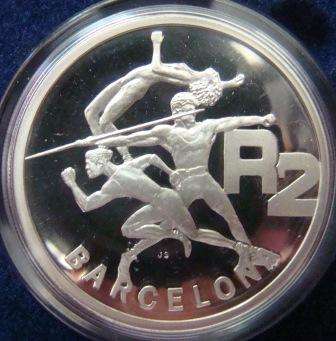 ## Proof 1992 Silver Barcelona R2 Capsulated in SAM Box ##