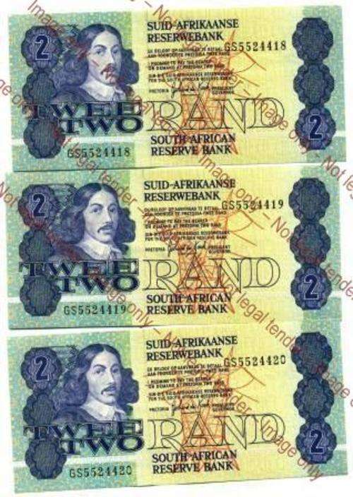## Unc Gerhard de Kock R2 Banknotes in Series GS5524418 - GS552220 ##