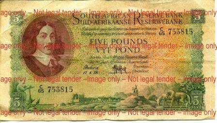 ##  MH de Kock  Five Pound 1958 ##