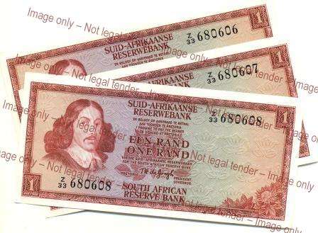 ## 3 x UNC TW de Jongh Replacement Notes in series ##