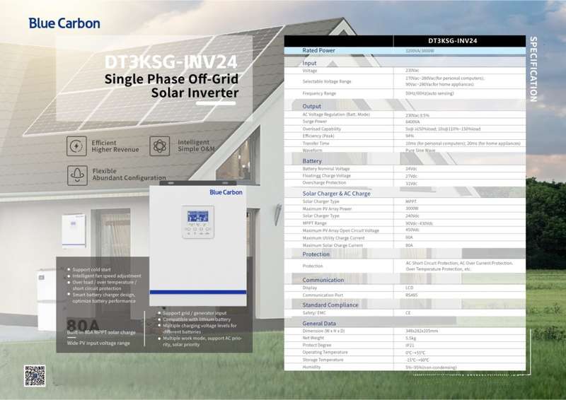 3kW Blue Carbon Solar Inverter