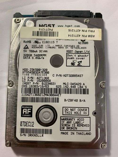 HGST 320GB LAPTOP HDD