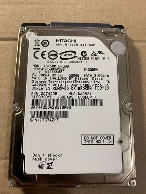 HITACHI 500GB LAPTOP HDD