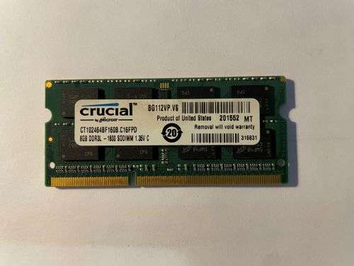 CRUCIAL 8GB DDR3 LAPTOP MEMORY