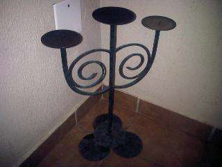 WROUGHT IRON THREE CANDLE HOLDER