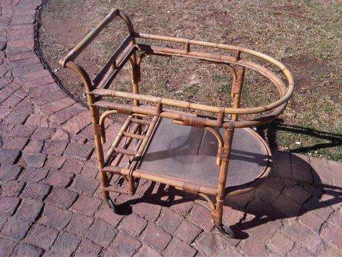 VINTAGE CANE TEA TROLLEY