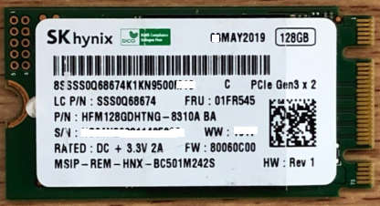 SK Hynix 128GB M.2 2242 PCIe Gen 3 x 2 SSD