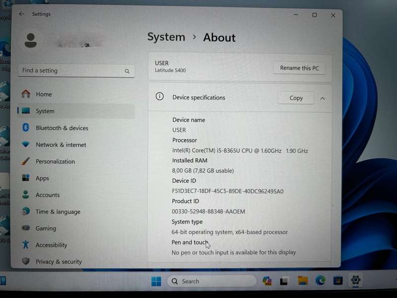 Dell Latitude 5400 Core i5 8th Gen 256GB NVMe 8GB RAM Win 11 Pro *EXCELLENT VALUE*