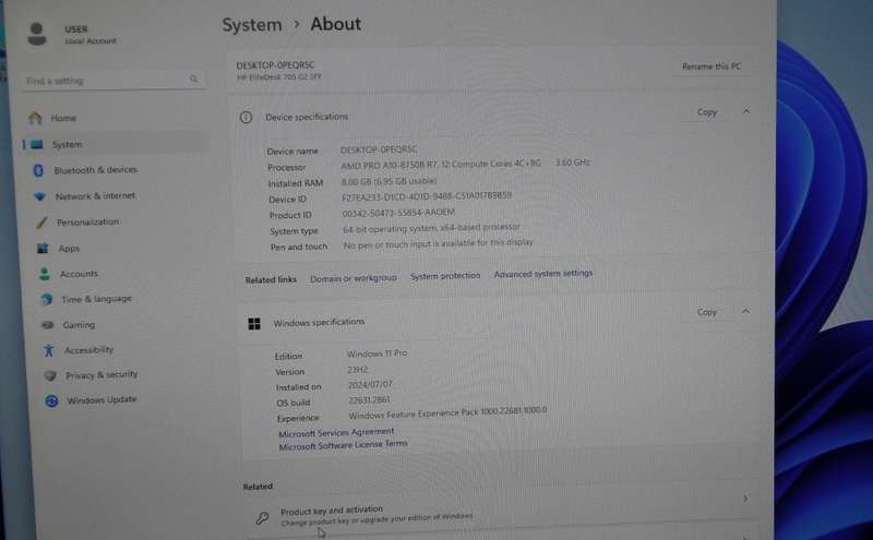 HP EliteDesk 705 G2 SFF AMD PRO A10 3.60GHz R7 1TB 3.5` HDD 8GB DDR3  Win 11 Pro *READ DESCRIPTION*