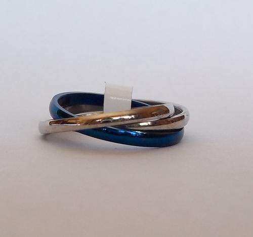 3 X SET - STAINLESS STEEL RINGS - SIZE 7 SILVER AND BLUE -STUNNING!!!!