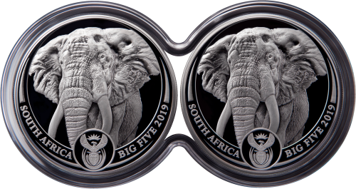 2019 Big 5 Elephant Double Capsule Proof Set (2 x 1 oz Silver Ag 999)