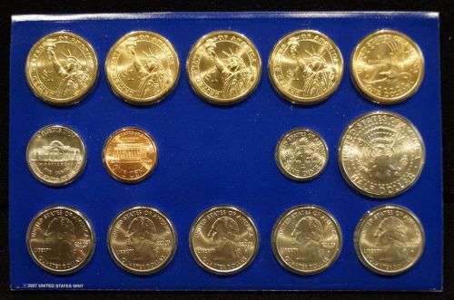 2007 US Philadelphia Mint Uncirculated 14-Coin Set - Sealed USA Government Packaging