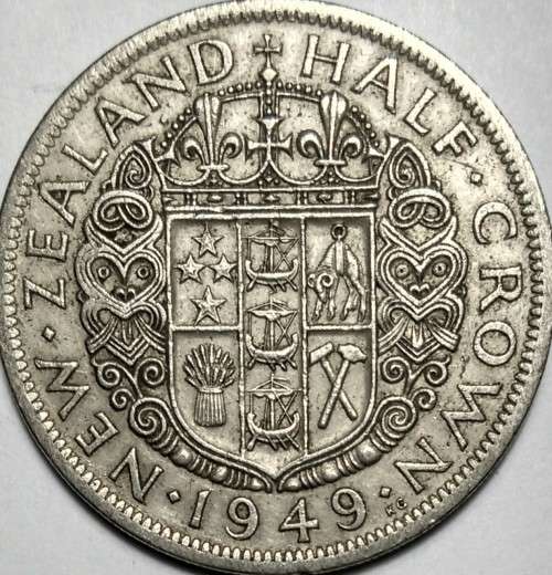 1949 NEW ZEALAND - Half Crown Coin - King George VI