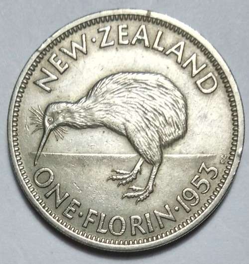 1953 NEW ZEALAND - One Florin Coin - Queen Elizabeth II
