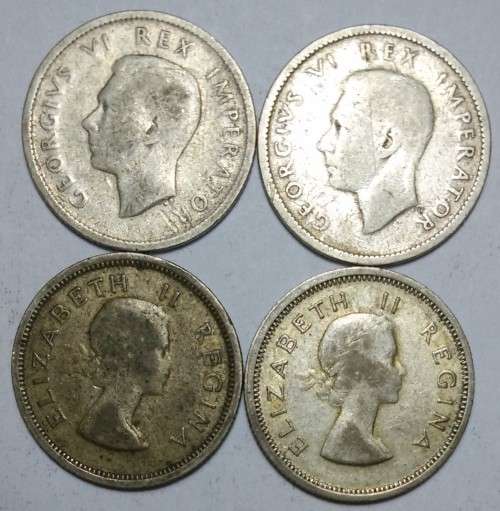 4  x  South Africa 6 Pence (6d) - Various Dates - .SILVER COINS