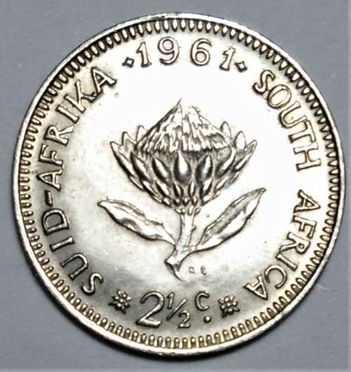 1961 South Africa 2½ Cents - UNCIRCULATED SILVER COIN