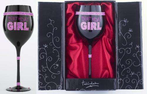 Birthday Girl Black Wine Glass