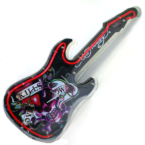 Ed Hardy Love Kills Slowly Neon Guitar Clock