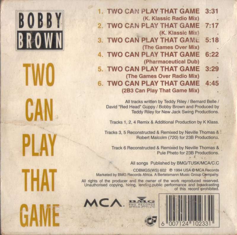 Bobby Brown - Two Can Play That Game (The K Klass Mixes) (CDBMGS(WS)602)