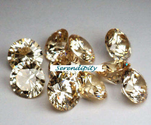 Beautiful Champagne 6 mm. 2pcs.Lab Round Diamond Simulated Russia Loose Gems